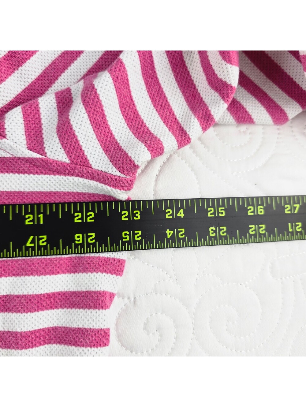 Vineyard Vines Pink White Striped Quarter Zip Pullover Women’s XL - Picture 7 of 10